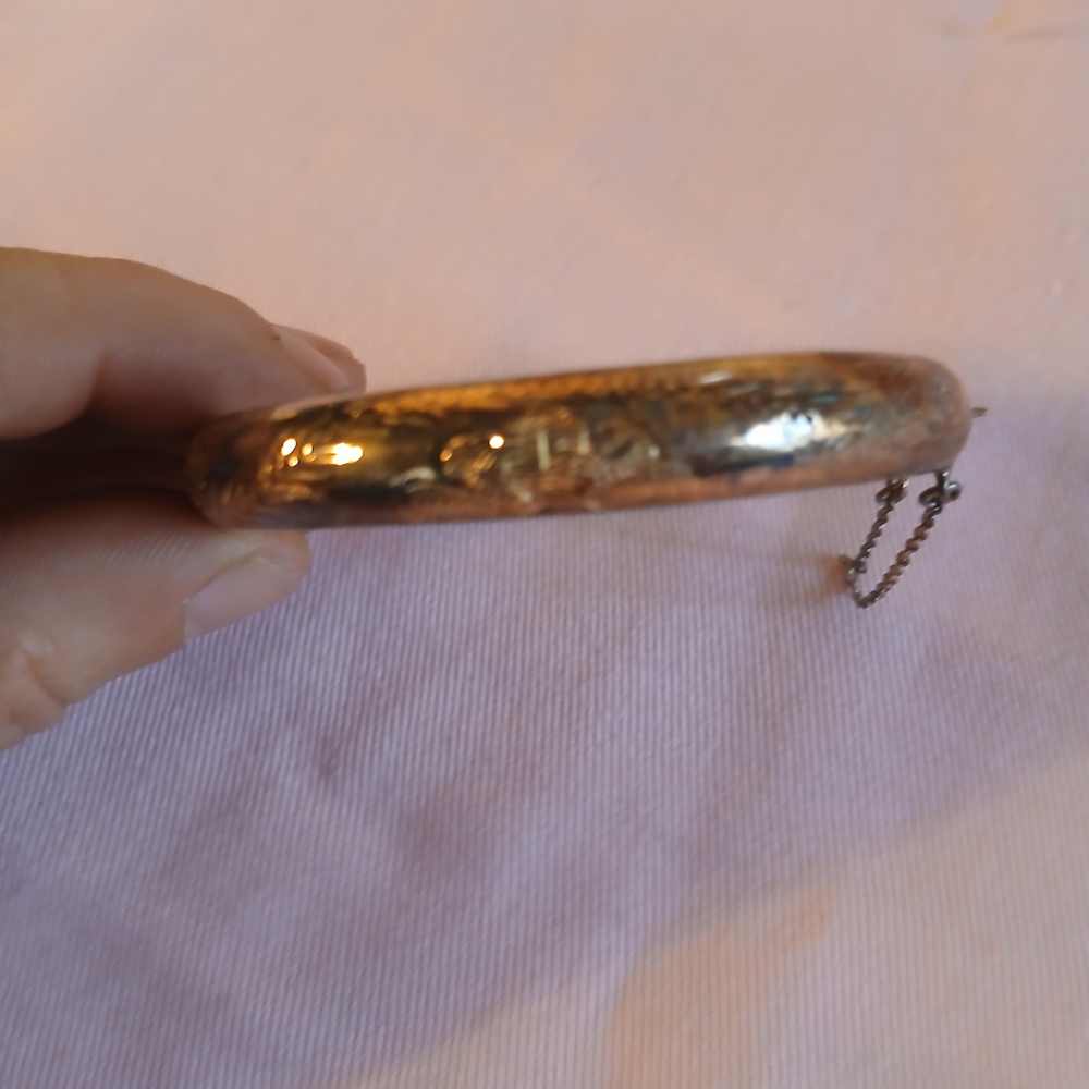 Sterling Silver Gold Plated Dragon Bangle Bracelet
